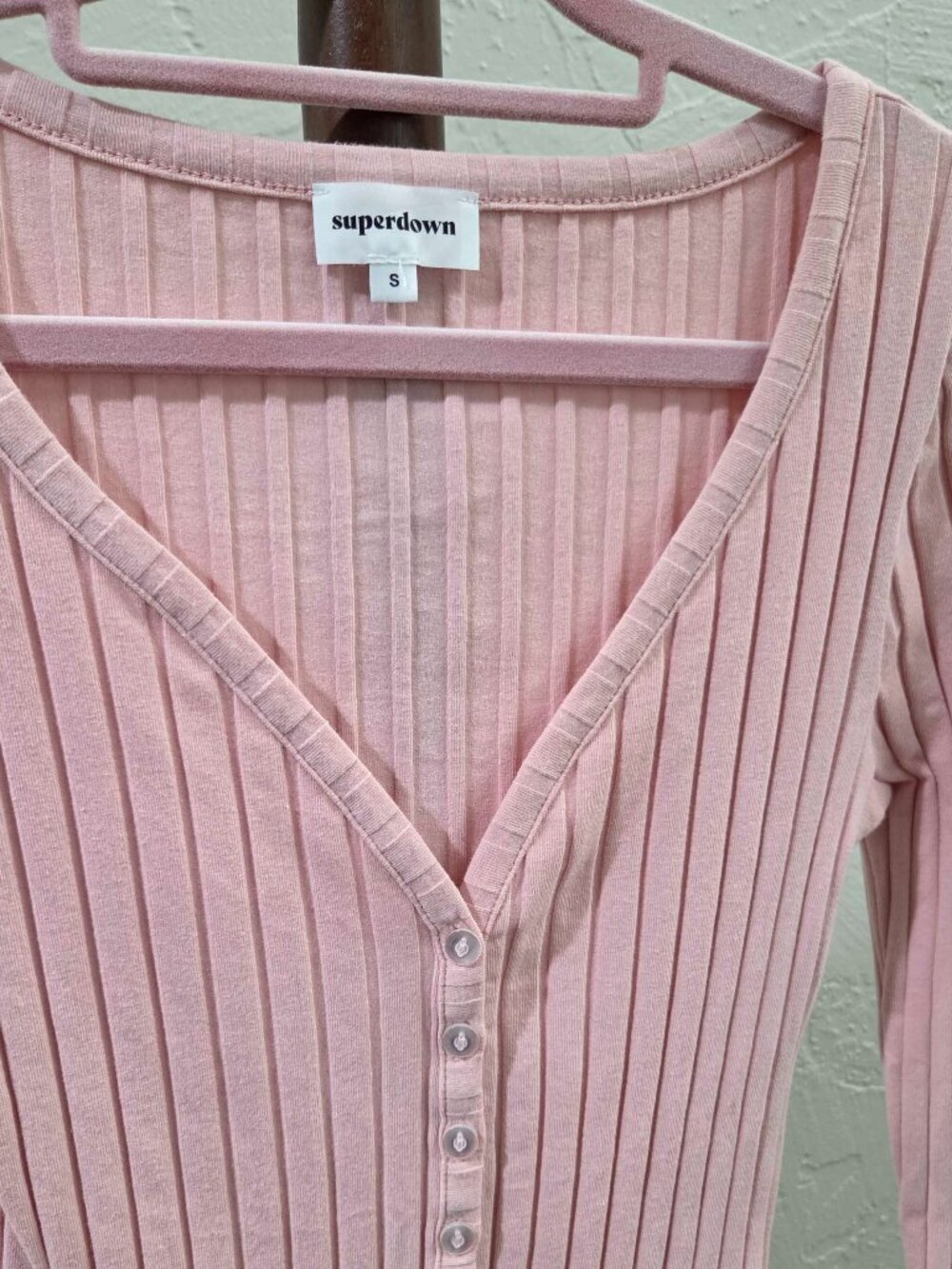Superdown Ribbed Top With Buttons - Picture 7 of 7